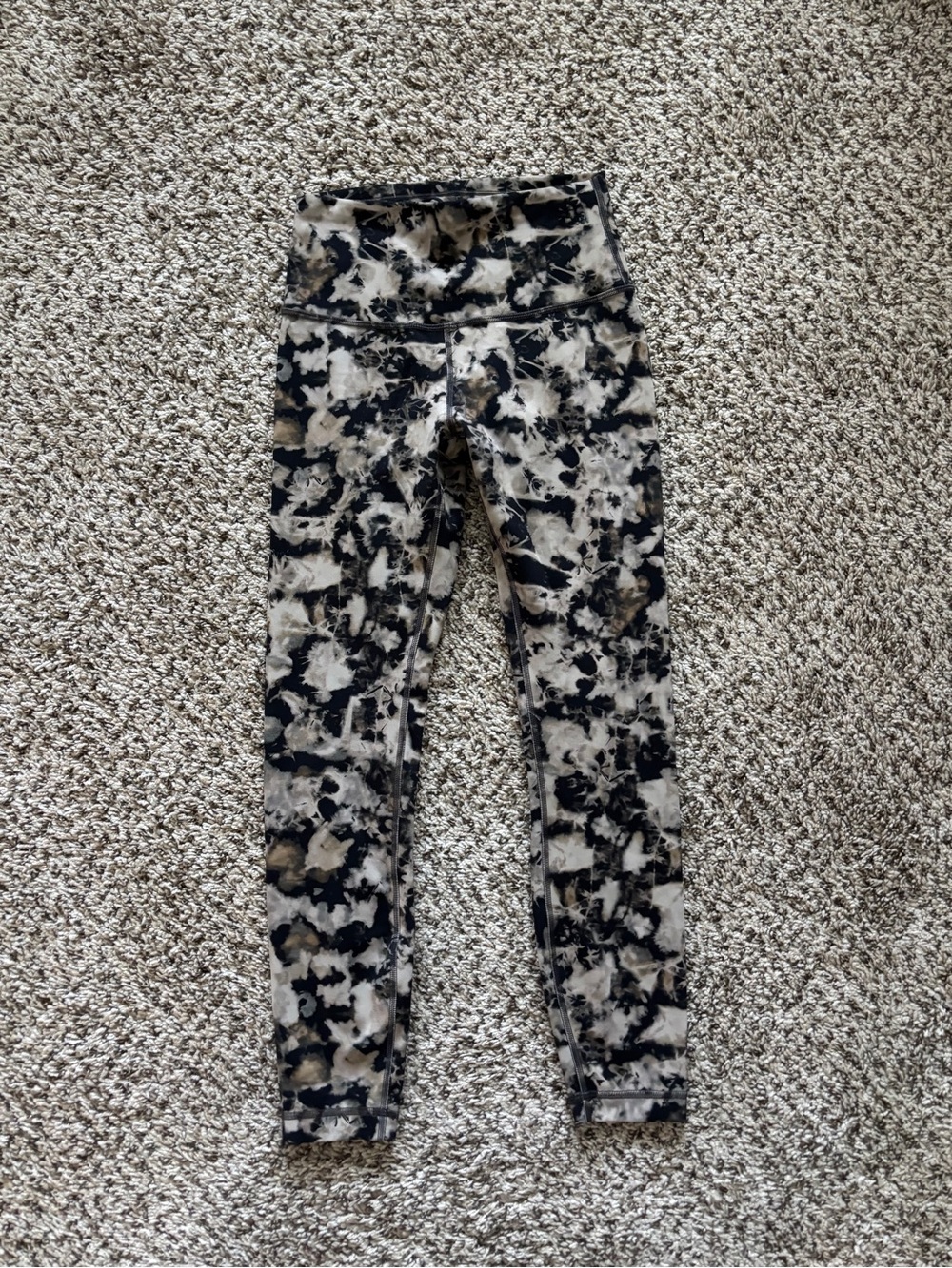 lululemon athletica Black, Cream & Tan Tie-Dye Leggings